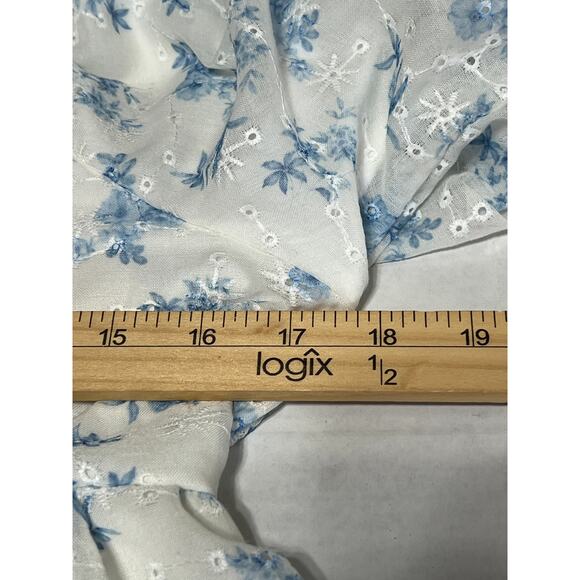 Altar 'D State Women's Embroidered Floral Top Crop Smocked Balloon Sleeve Large - Picture 12 of 16